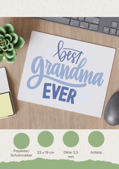 Akyol - best grandma ever Muismat - Oma - oma mama - moederdag - cadeau - verjaardag - oma - 23 bij 19 cm