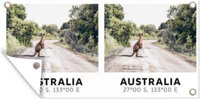 Schuttingposter Australië - Kangoeroe - Jungle - 200x100 cm - Tuindoek