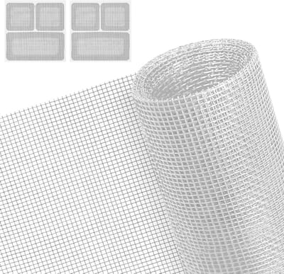 Vliegenscherm voor ramen 150 x 180 cm, verstelbaar en zelfklevend, zonder boren, inclusief 2 reparatiepatches voor muggennetten, ideaal voor ramen en deuren, wit