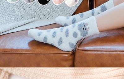 Fluffy dames sokken - bedsokken - slof sokken - huissokken - wit - grijs - leuke print schaap - wolken - 36 - 40 - extra zacht - cadeau voor haar - gift - geschenk - Kerst cadeau
