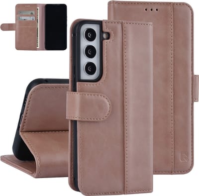 UNIQ Accessory Rose Gold Book Case Telefoonhoesje Compatibel met Samsung Galaxy S22 | Kunstleer & Bescherming