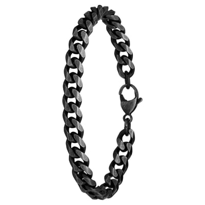 Lucardi Kinder Stalen armband gourmet met antique finish - Armband - Staal - Zilver - 15 cm