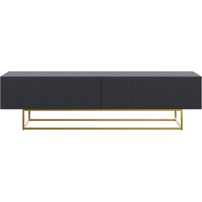Selsey Veldio - TV-kast met 2 deuren, zwart/goud, 175 cm