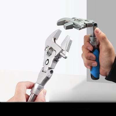 Clé à molette réglable 10 pouces Tête flexible rotative à 180 degrés Clé multifonctionnelle pour la réparation domestique gray