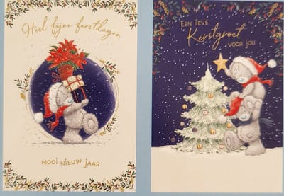 Kerstkaarten met beertjes - 10 kerstkaarten en 10 enveloppen - beertje - kerstboom - een kerstgroet - beertjes - schattige kerstkaart