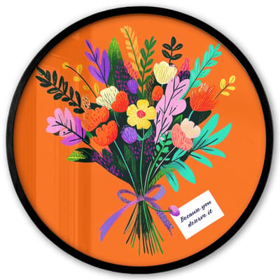 Poster in lijst Rond - Fotolijst 40x40 cm - Posters - Kaartje - Boeket - Bloemen - Ronde posterlijst zwart - Decoratie - Wanddecoratie woonkamer - Muurdecoratie slaapkamer