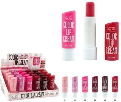 Easy Paris Cosmetics - Set met 6 Gekleurde, Geurende Color Lip Cream Sticks - Roze en Rood Tinten - Moisturize - Antioxidante