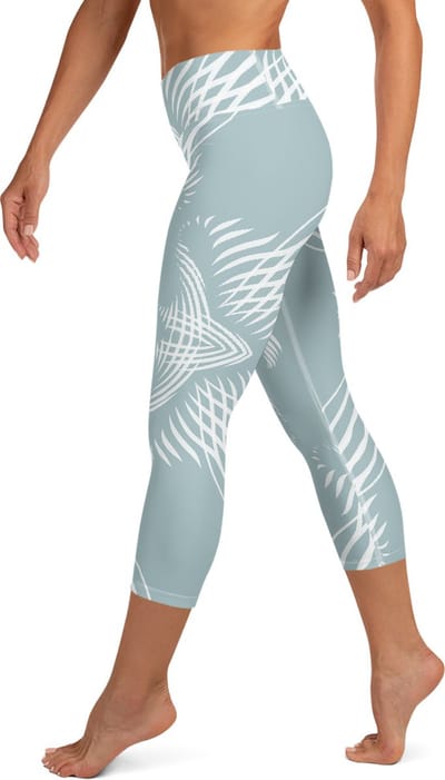 Sportlegging - Capri 3/4 - design Proud Pattern - High Waist - Dry Fit - High Performance - 4way stretch- unieke print - UPF 50+ - Hardloop - Yoga - Fitness - Dans  - Pilates - Training - sportbroek – mintgroen wit - maat XL