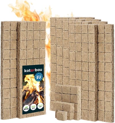 KOTARBAU® 400 Stuks Aanmaakblokjes voor Open Haard, Houtwol, 25x8x13 cm, Aanmaakwokkels, Aanmaakblokjes voor Houtkachel, BBQ Open Haard