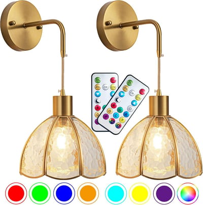Draaibare Oplaadbare Wandlamp Set van 2 - Draadloos met Afstandsbediening en RGB Kleur