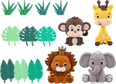 Dailygoods - Sage Green Taartdecoratie - jungle-thema taartdecoratie voor verjaardag - dierentaarttopper voor kinderen, meisjes en babyshower - perfect voor 1e verjaardag en feestdecoratie