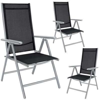 Casaria Aluminium Tuinstoelen - 3 stuks - Inklapbaar - Zilver