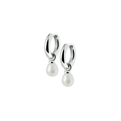 Zilver Gerhodineerde Klapoorringen parel 1322205