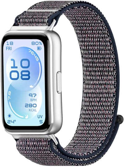 Strap-it Nylon band geschikt voor Huawei Band 11 / Huawei Band 11 Pro (Donkerblauw)