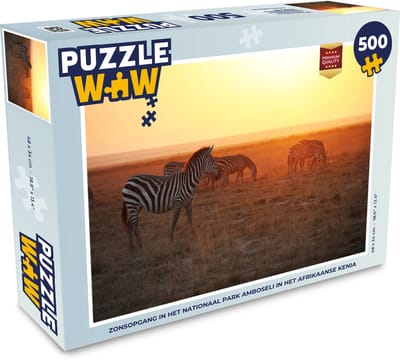 Puzzel Zonsopgang in het Nationaal park Amboseli in het Afrikaanse Kenia - Legpuzzel - Puzzel 500 stukjes