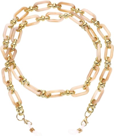 Acryl Brilketting - Brilkoord Ketting - Veilig Bril Dragen - Verstelbare Anti-slip Ringen - 74 cm - Beige