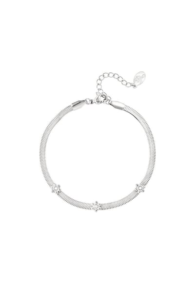 Yehwang - Damesarmband - Roestvrijstalen armband met bloemetjes - Zirkonen - Goud kleur - Stainless Steel