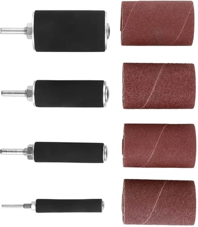 Allecto - 20-delige Drumschuurmachineset - Schuurbandmouwen - Inclusief koffer - Houtbewerking - Rubberen trommels - Geschikt voor boorpers - 20 stuks