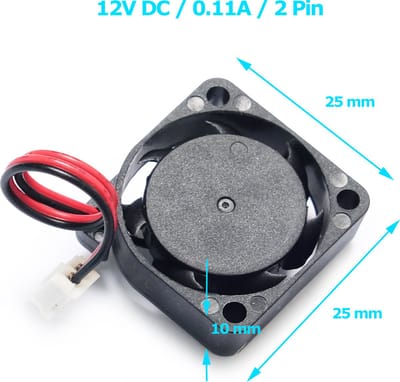 Koeling ventilator 25x25x10 mm / Cooling Fan T&T 2510M12C 12VDC 0.11A 2pin