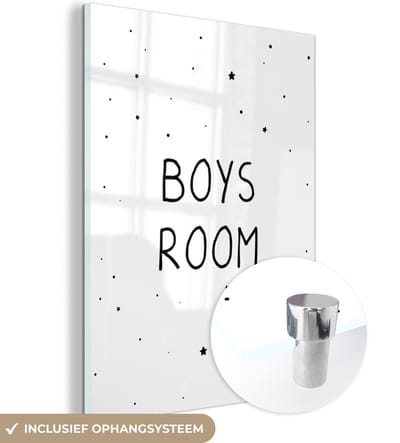 MuchoWow® Glasschilderij 120x160 cm - Schilderij acrylglas - Quotes - Boys room - Spreuken - Jongens - Kind - Foto op glas - Schilderijen