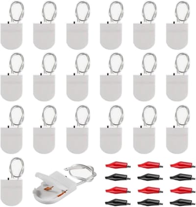 20 Stuks CR2032 Batterijhouder met Aan/Uit Schakelaar en Krokodillenklemmen voor LED Toepassingen