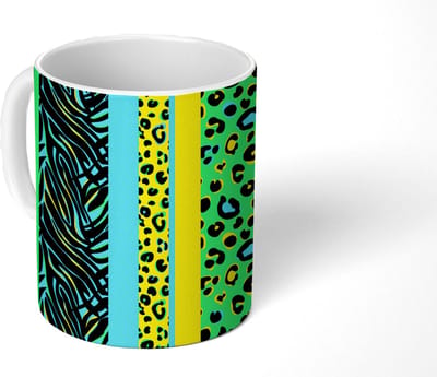 Mok - Koffiemok - Design - Panterprint - Geel - Groen - Mokken - 350 ML - Beker - Koffiemokken - Theemok