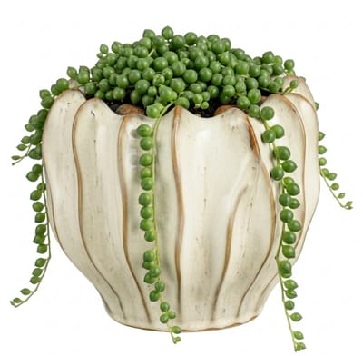Mica Decorations Planten / bloempot Thom - creme kleur - keramiek - 19 x 24 cm