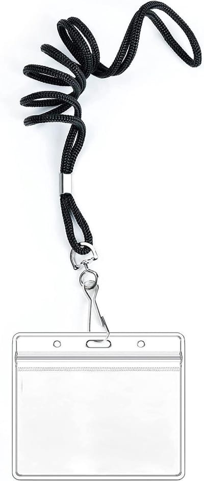 Naamkaarthouders met Lanyards - Badgehouders Set - Evenementen Organiseren - Waterdicht Hersluitbaar Plastic - 100 x 85 mm - Zwart