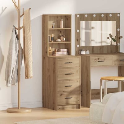 vidaXL - Highboard - artisanaal - eikenkleurig - 40 - x - 41 - x - 135 - cm - Bewerkt - hout