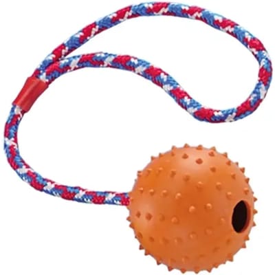 Rubberen bal met bel en touw voor honden Nobby Pet