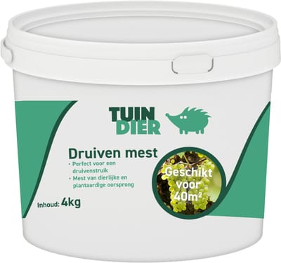 Druivenmest | Druiven mest | Druiven voeding | 100% natuurlijk | In handige bewaaremmer | 4.000 gram | 4 kilogram | TUIN-DIER