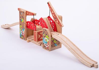 Bigjigs Wooden Rails Double Lift Bridge Graffiti