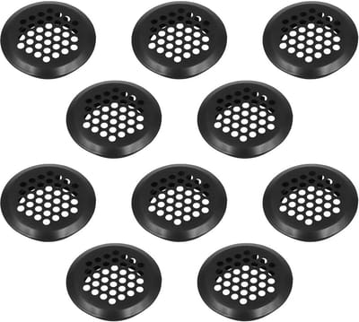 10x Ronde Ventilatiegat 35mm Zwart - Rooster voor Keuken, Plint, Kast en Meubelventilatie