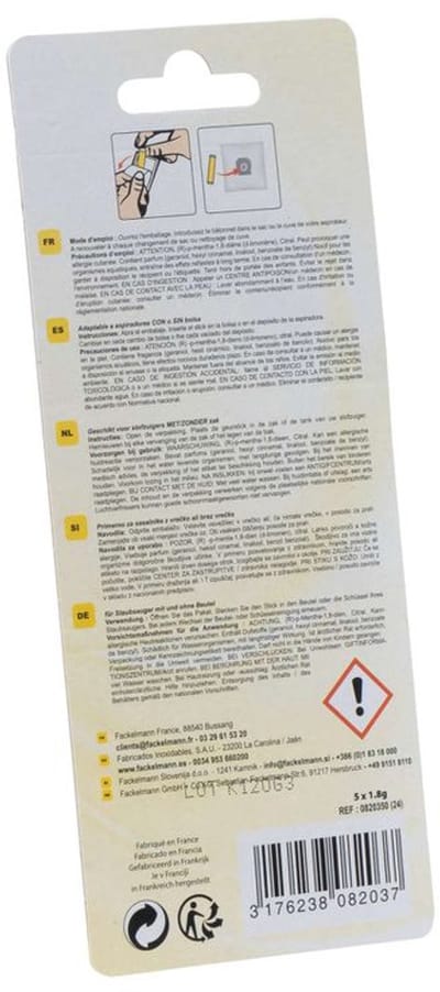 Stofzuiger Sticks - 5 stuks - Stofzuiger luchtverfrisser - Citroen geur - Geurzakjes - Verfrisser - Stofzuigerverfrisser - Elimineert nare geuren