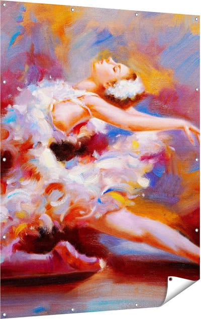 Gards Tuinposter Ballerina van Olieverf - Ballet - 120x160 cm - Tuindoek - Tuindecoratie - Wanddecoratie buiten - Tuinschilderij