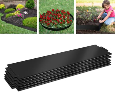 Froadp 5 STUKS ZWARTE PLANTENBAANDOOS, HOOGTE 18 CM, GRASRAND METAAL 5 M, PLAANTENBORDEN PALISADE VAN VERZINKT METAAL, STABIELE GRASRAND VOOR TUIN & GAZON
