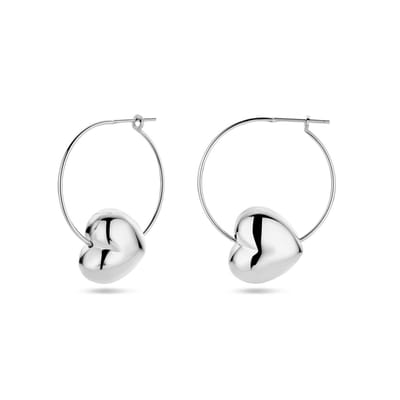 Jonline – 925 Zilveren Gerhodineerde Oorringen met Hart – 30 mm – Inclusief Cadeauverpakking