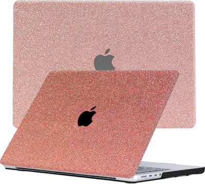 Lunso Geschikt voor MacBook Pro 16 inch (2021-2026) cover hoes - case - Glitter Rose Goud