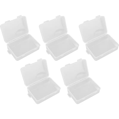 5 Pièces Boîte Conteneur Petite Transparente Rectangulaire Petite Boîte de Rangement Transparente avec Couvercle à Charnière pour Petit white