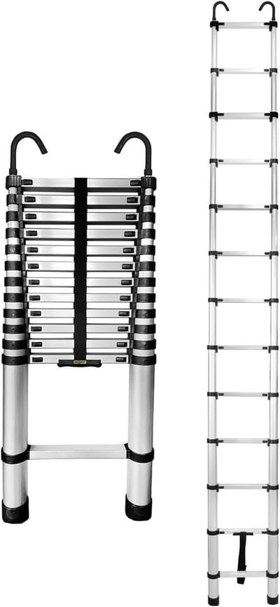 Telescopische Aluminium Ladder 13 Treden Werkhoogte 3.80m - Inklapbaar