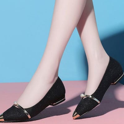 Chaussures pointues givrées pour femmes, chaussures à talons bas et bout pointu, confortables et respirantes 40 noir