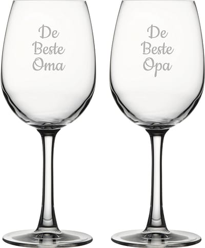 Gegraveerde witte wijnglas 36cl De Beste Opa-De Beste Oma