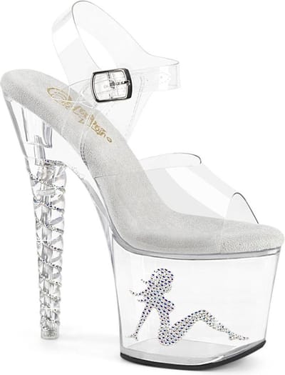 Pleaser - UNICORN708TGRS Sandaal met enkelband, Paaldans schoenen - US 5 - 35 Shoes - Transparant
