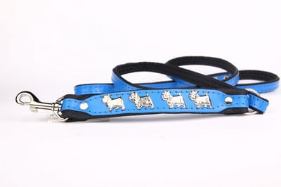 Dog's Companion - Leren Hondenriem West Highland Terrier - Lengte: 120cm (8 mm), Kleur: Blauw