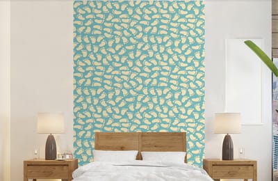 Behang - Fotobehang Patronen - Voet - Blauw - Jongens - Kinderen - Kids - Jongetje - Breedte 140 cm x hoogte 220 cm