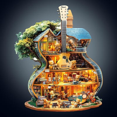 Houten Puzzel - 3D Puzzel - Ontspanning Thuis - Unieke Vormen - 34 x 28 cm - Muziekhuis