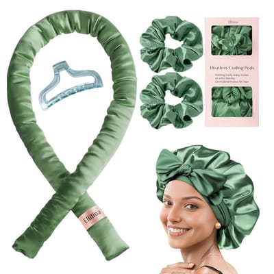 Nivard Zijden Slaapmuts - Satijnen Nachtmuts - Silk Bonnet - Sleep Cap - Haarverzorging - Satin - Verstelbaar - Voor Zacht & Stralend Haar - 5-Delige Set - Groen
