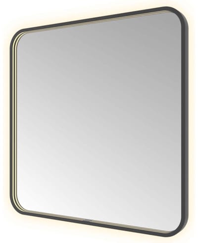 Hotbath &More SSQ80 Soft Square spiegel 80x80cm met verlichting, spiegelverwarming, kleurwissel, dimbaar en afstandsbediening geborsteld zwart PVD