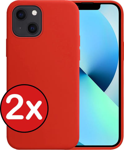 Hoesje - 2 Stuks - Geschikt voor Apple iPhone 14 - Sterk & Shockproof - Telefoonhoes - Back Cover - Case Siliconen - Telefoon Hoes - Rood