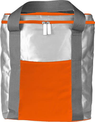 Grote koeltas zilver/oranje - 15 liter - met hengsels - ideaal voor strand en picknick